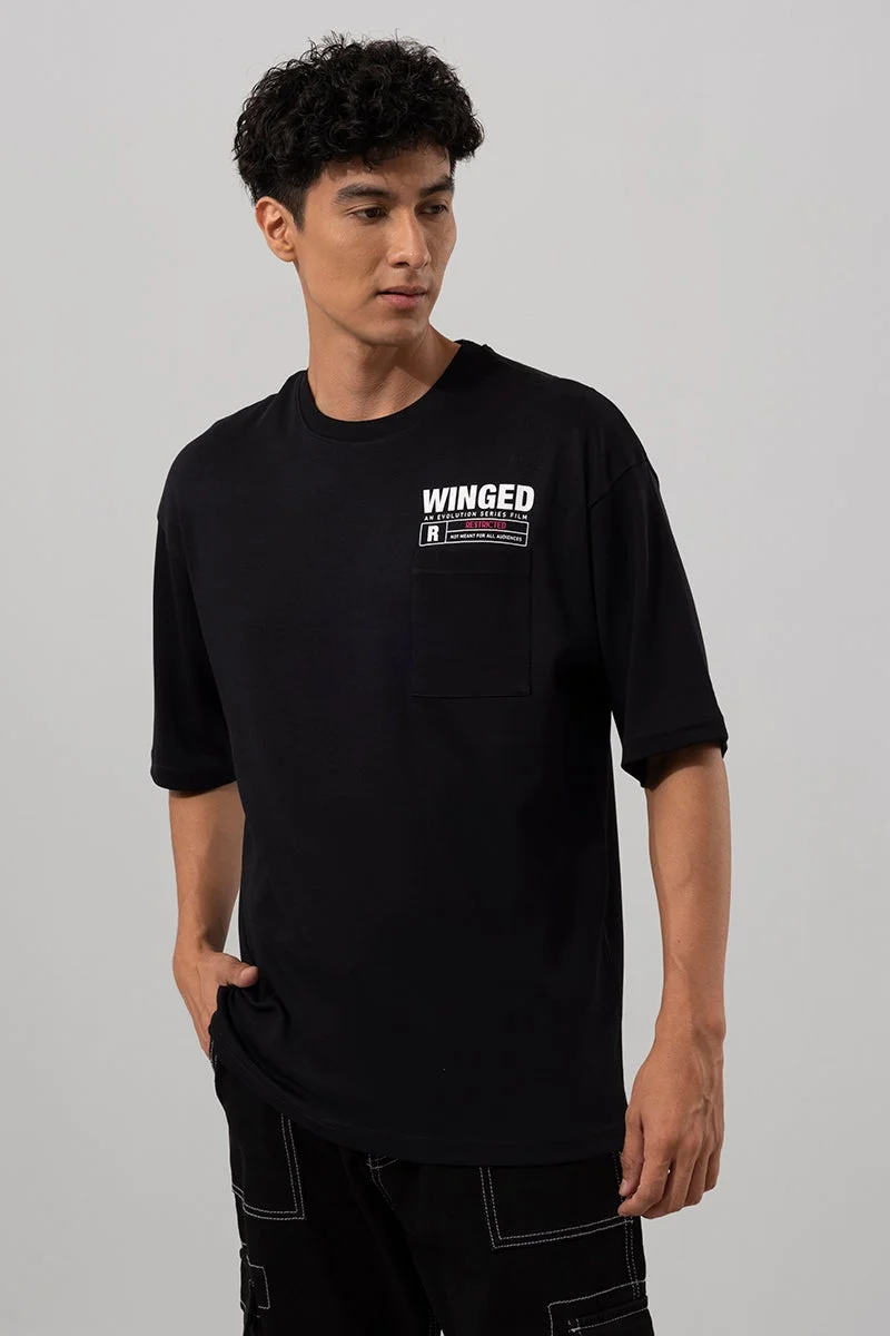 سنيتش تيشيرت أسود فضفاض ميتا مورفوسيس